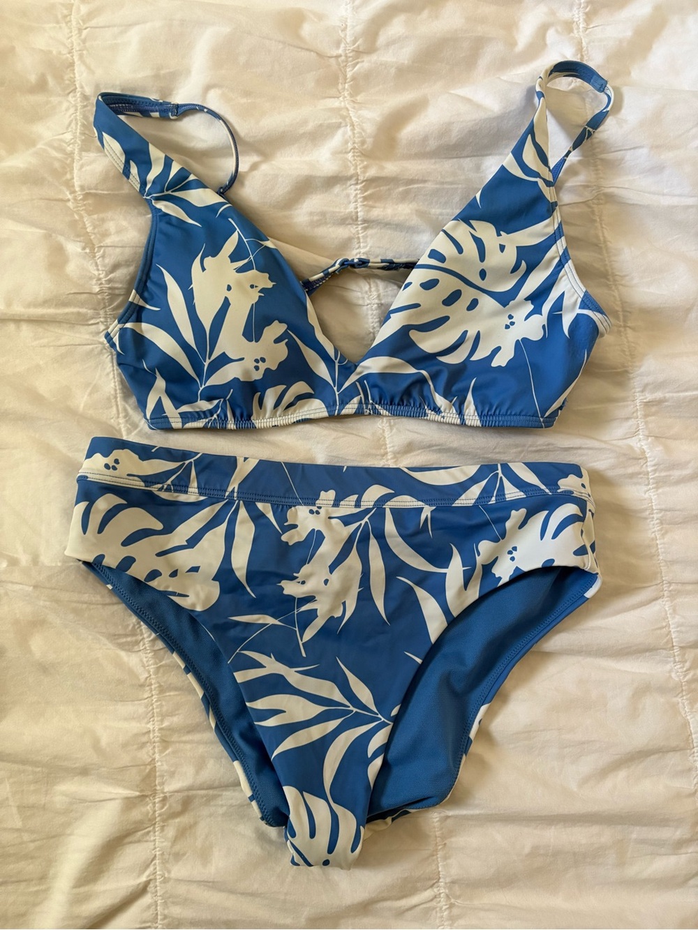 Roxy Blue and White Tropical Print Bikini